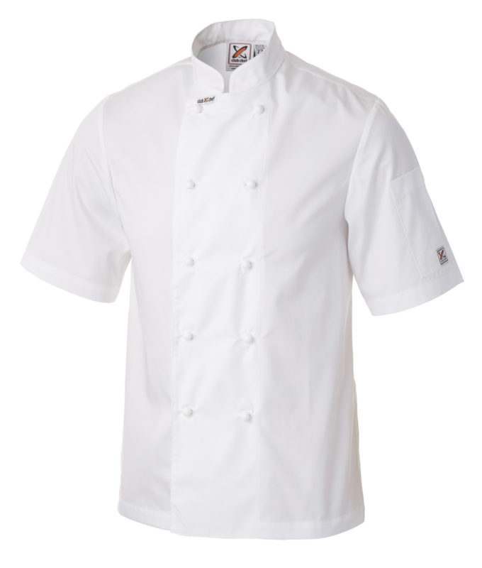 Traditional Chef Jacket in White - Short Sleeves by Club Chef